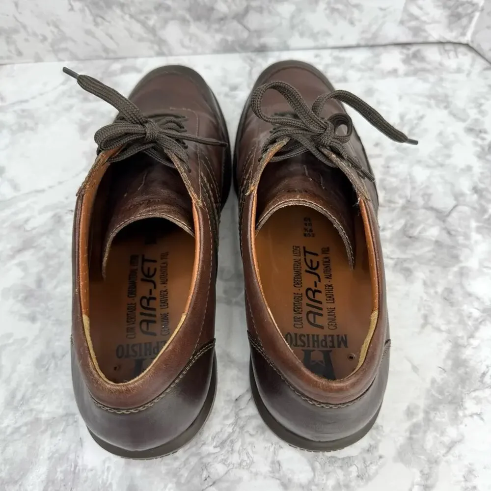 MEPHISTO Air Jet Men’s Sz 10 Brown Leather Lace Up Casual Sneakers Walking Shoes